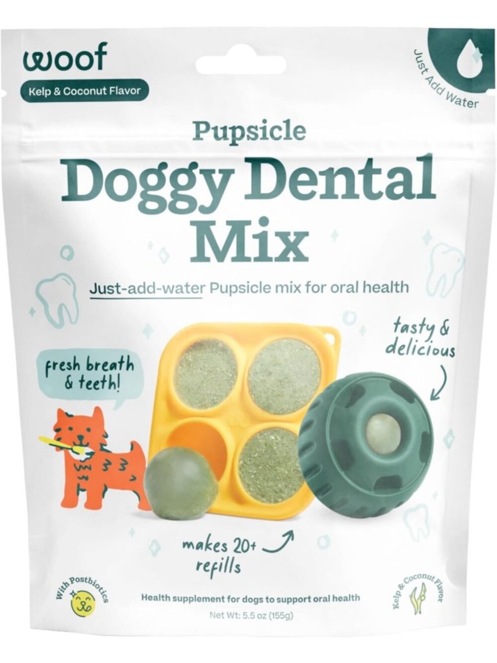 Dog Dental Cleaning Powder - Long-Lasting Pupsicle Mix for Oral Health & Fresh